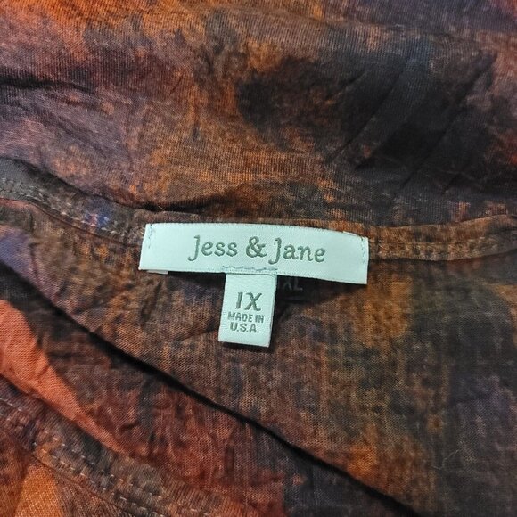 Jess & Jane Womens Artsy Tie Dye Top Size 1X Red Hippie Grunge 100% Spun Poly - Picture 4 of 9